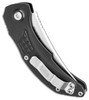 MCT268A12 Automatic opening. 4.75" (12.07cm) closed. 3.5" (8.89cm) stonewash finish serrated Bohler M390 stainless curved blade. Black textured aluminum handle. Pocket clip.