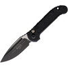 MCT11351T Automatic opening. 4.5" (11.43cm) closed. 3.5" (8.89cm) two-tone finish Bohler M390MK stainless blade. Black aluminum handle with black traction insert. Lanyard hole. Pocket clip.