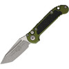 MCT113610APOD Automatic opening. 4.5" (11.43cm) closed. 3.5" (8.89cm) Apocalyptic finish Bohler M390MK stainless tanto blade. OD green aluminum handle with black traction insert. Lanyard hole. Pocket clip.