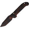 MCT11361TPBKORC Automatic opening. 4.5" (11.43cm) closed. 3.5" (8.89cm) Bohler M390MK stainless tanto blade. Aluminum handle. Lanyard hole. Pocket clip. Black and orange topographic blade and handle.
