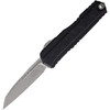 MCT124110APCW Automatic opening. 5" (12.7cm) closed. 3.5" (8.89cm) Apocalyptic finish premium steel Wharncliffe blade. Black aluminum handle. Pocket clip. Lanyard hole. Glass breaker. Claw burst deeply engraved.