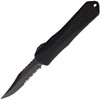 H026B6BPUCF 4.75" (12.07cm) closed. 3" (7.62cm) black DLC coated partially serrated Elmax steel bowie blade. Black anodized aluminum handle with Purple camo carbon fiber back handle. Glass breaker. Lanyard hole. Pocket clip. Serialized.