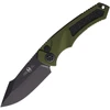 H0484AGRN Automatic opening. 5.13" (13.03cm) closed. 3.75" (9.53cm) black DLC coated CPM MagnaCut stainless drop point blade. OD green aluminum handle with black grip tape inlay. Lanyard hole. Pocket clip.