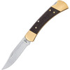 BU110BRS19 4.88" (12.4cm) closed. 3.75" (9.53cm) satin finish MagnaCut steel clip point blade. Crelicam Ebony wood handle. Brass bolster(s).