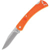BU110ORS2 4.88" (12.4cm) closed. 3.75" (9.53cm) stonewash finish 420HC stainless clip point blade. Orange checkered glass filled nylon handle. Thumb stud. Pocket clip.
