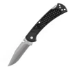 BU112BKS1 4.25" closed. 3" stonewash finish 420HC stainless clip point blade. Black glass filled nylon handle. Thumb stud. Pocket clip.