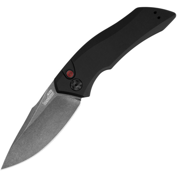KS7100BW Launch 1 AUTO CPM-154 Blackwash Plain Blade, Aluminum Handle