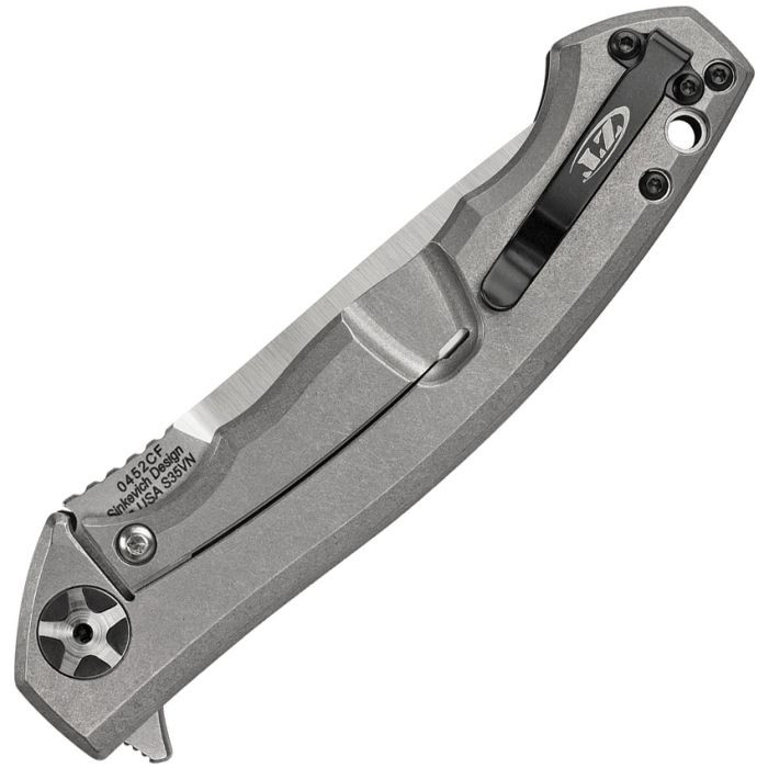 ZT0452BLUCF Stonewash Finish MagnaCut Blade / Blue - Black Carbon Fiber & Titanium Back Handle