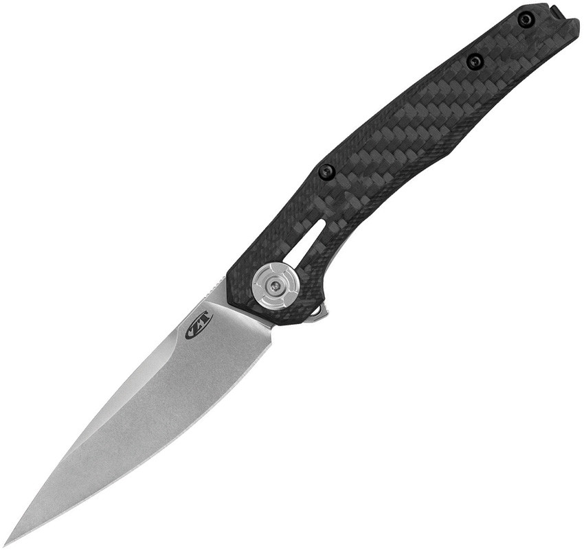 ZT0707 Stonewash CPM-20CV Blade / Carbon Fiber Front with Titanium Back Handle and Tuned Detent System (TDS)