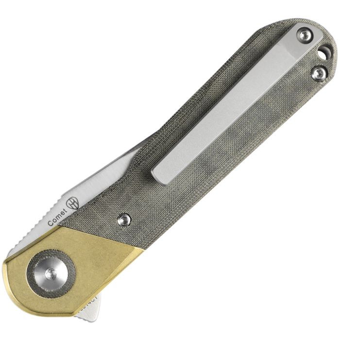 Comet Liner Lock Knife Brass & Micarta Green