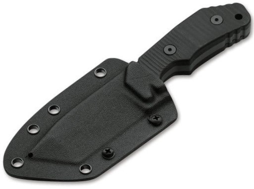 BOP02BO034 Gray Titanium Coated D2 Steel Tanto Blade / Black G10 Handle with Black Kydex Belt Sheath