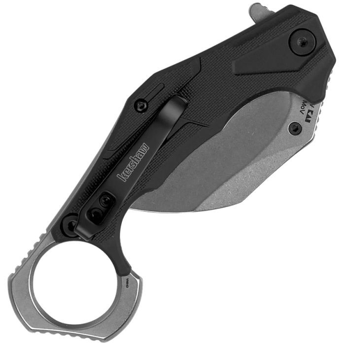 KS2064SW Outlier Linerlock A/O Black stonewash finish 8Cr13MoV stainless blade