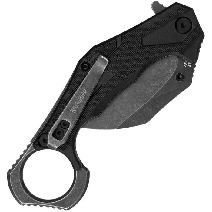 KS2064 Outlier Linerlock A/O BlackWash finish 8Cr13MoV stainless karambit blade