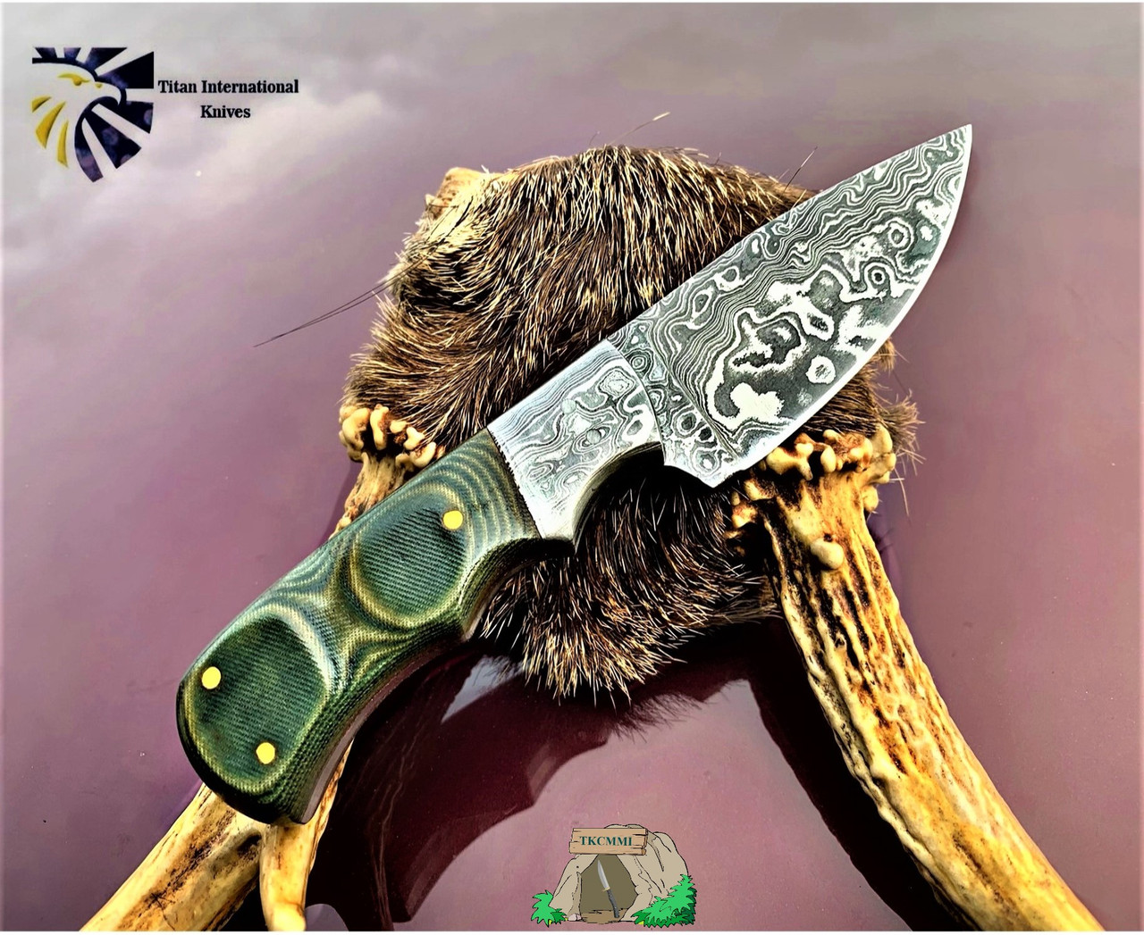 TITAN - TD-227 Bowie Knife Fixed Blade Green Micarta