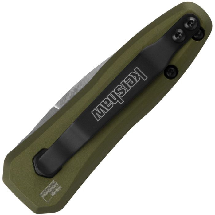 KS7500OL Auto Launch 4 Button Lock atin finish CPM-154 stainless blade. OD green aluminum handle
