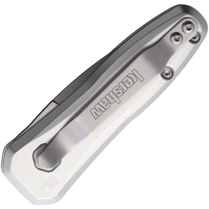 KS7500RAW Auto Launch 4 Button Lock satin finish CPM-154 stainless spear point blade. Raw anodized aluminum handle