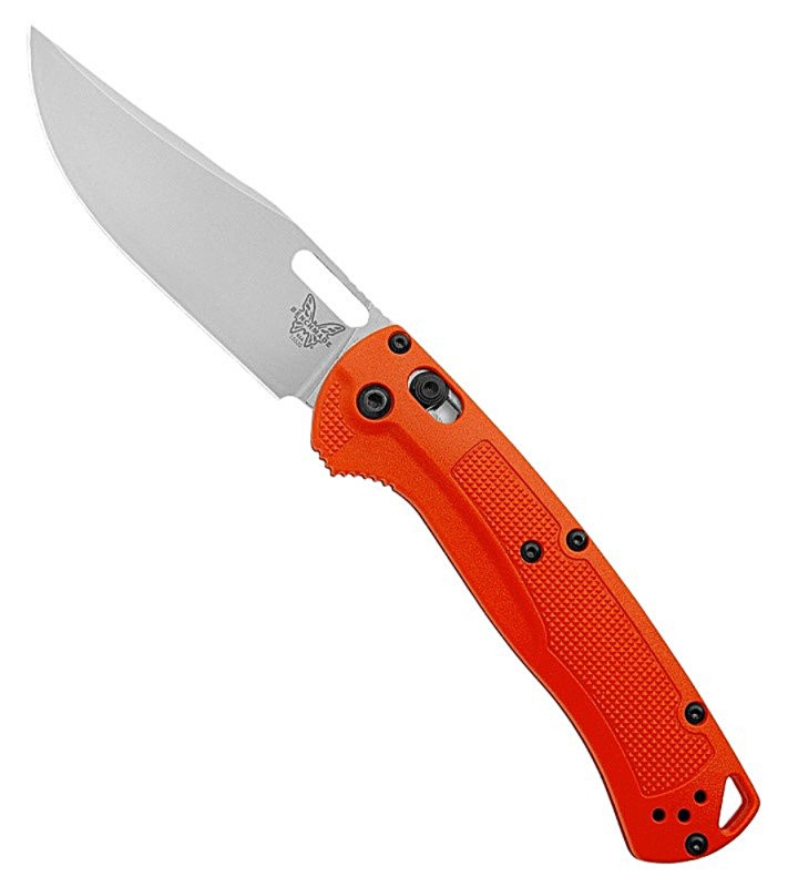 15535 TAGGEDOUT Satin CPM-154 Clip Point Blade / Orange Grivory Handle