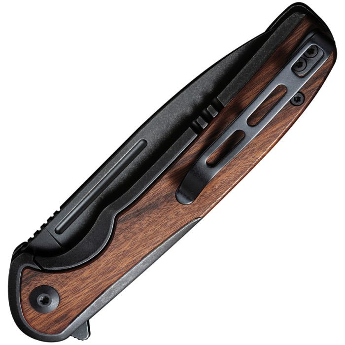 Voltaic Flipper Knife Stainless Steel Handle With Wood Inlay