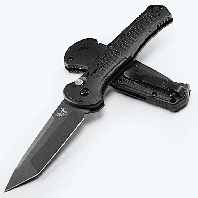 9071BK-02 Benchmade Claymore Black Grivory Handle, 3.60" Cobalt Black 154CM Tanto Blade