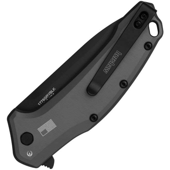 KS1776GRYBLK Link Linerlock A/O black oxide coated 420HC stainless blade. Gray anodized aluminum handle