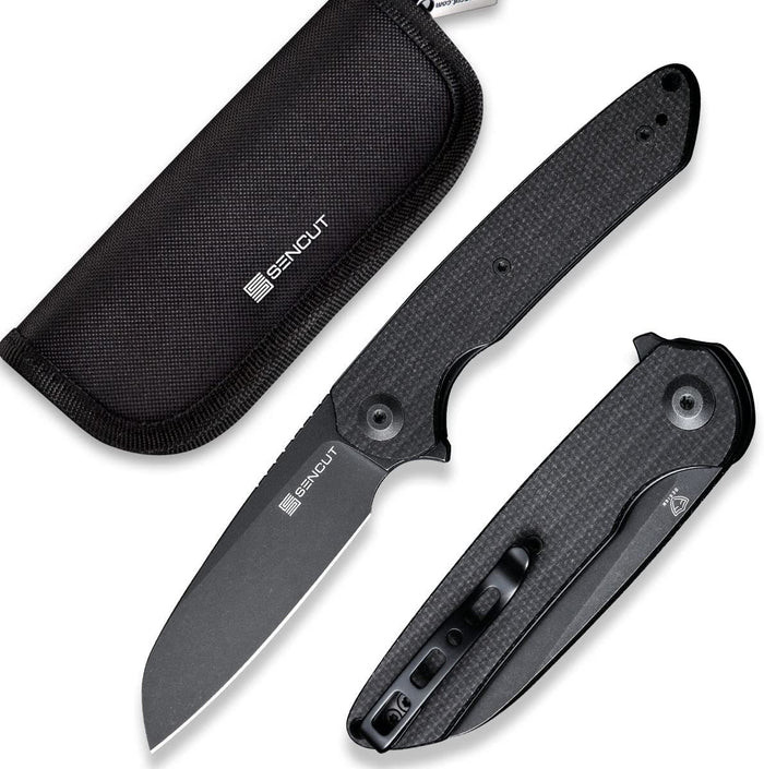 SENCUT Kyril Flipper Knife Black Micarta Handle
