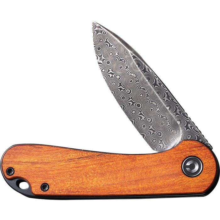 Elementum Flipper Knife Wood Handle (2.96" Damascus Blade)