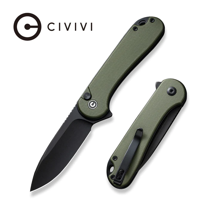 Button Lock Elementum II Knife OD Green G10 Handle