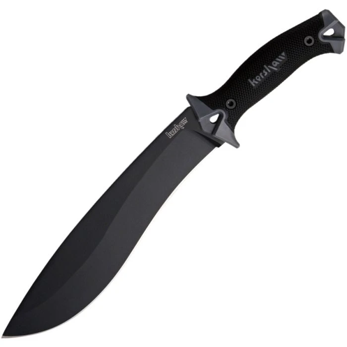 KS1077 Camp 10 Machete Black / Gray 16" Overall, FRN Handle, FRN Belt Sheath
