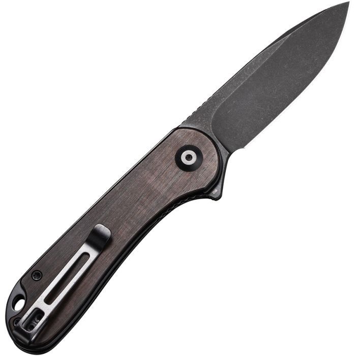 Elementum Flipper Knife Wood Handle (2.96" Black SW D2 Blade)