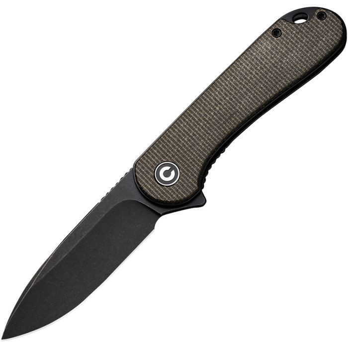 Elementum Flipper Knife Dark Green Micarta Handle (2.96" Black SW D2 Blade)