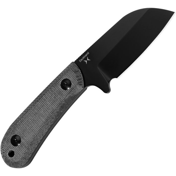 Kizer Cutlery 1062A2 Tyler Barnes Deckhand Fixed Blade Knife 2.95" D2 Black Stonewashed Sheepsfoot Blade, Black Micarta Handles, Kydex Sheath