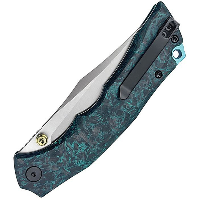 WIXCO 22B Jugger Button Lock Teal CF 3.75" N690 Bohler Clip Point Blade