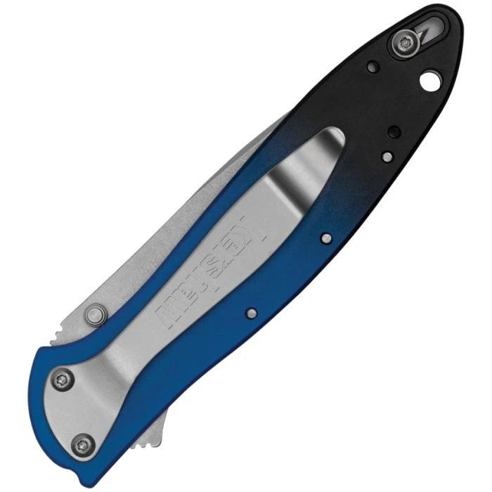 KS1660GBLU Ken Onion Leek CPM-MagnaCut Satin Blade, Red/Black Aluminum Handle