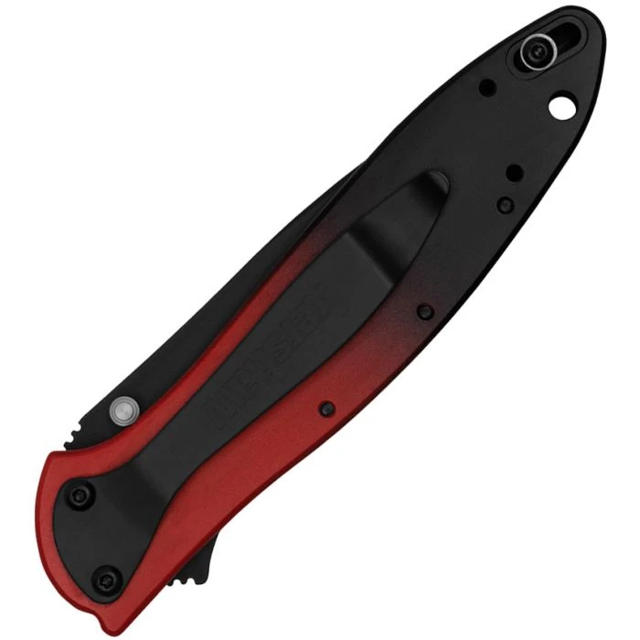 KS1660GRDBLK Ken Onion Leek CPM-MagnaCut Black Oxide Blade, Red/Black Aluminum Handle