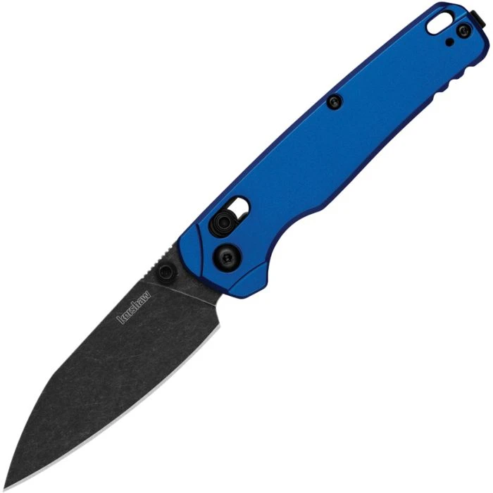KS6105NBBW Bel Air DuraLock BlackWash finish CPM MagnaCut stainless drop point blade. Blue anodized aluminum handle