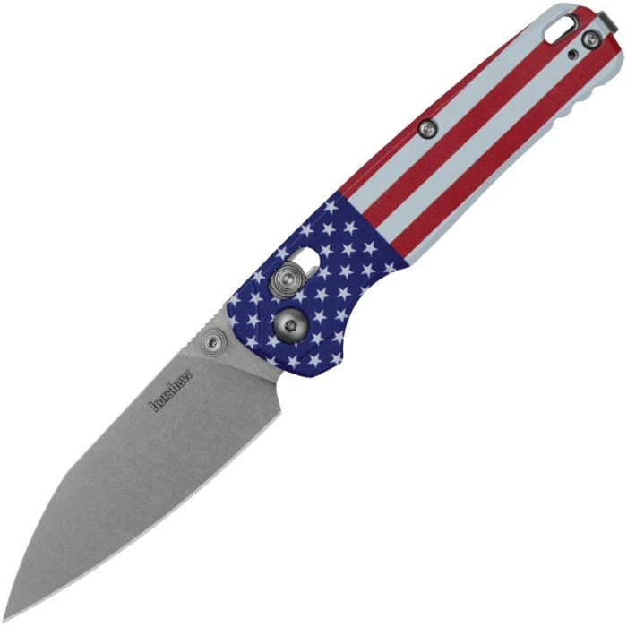 KS6105USA Bel Air DuraLock stonewash finish CPM MagnaCut stainless blade. American flag pattern aluminum handle