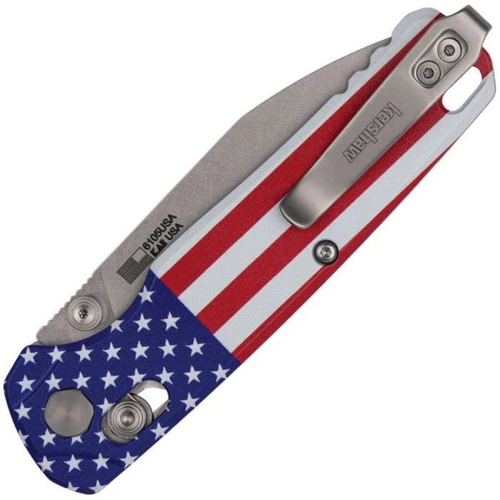 KS6105USA Bel Air DuraLock stonewash finish CPM MagnaCut stainless blade. American flag pattern aluminum handle