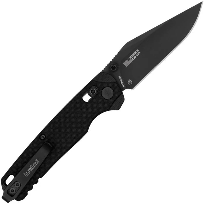 KS6106BLK Bel Air DuraLock black PVD coated CPM MagnaCut stainless clip point blade. Black G10 handle