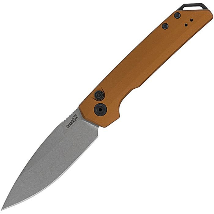 KS7038BRZ Auto Launch Iridium stonewash finish CPM MagnaCut stainless spear point blade. Bronze anodized aluminum handle