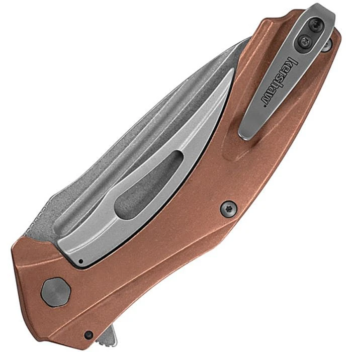 KS7008CU Natrix XL Sub-Framelock stonewash finish D2 tool steel blade. Stonewash finish copper handle