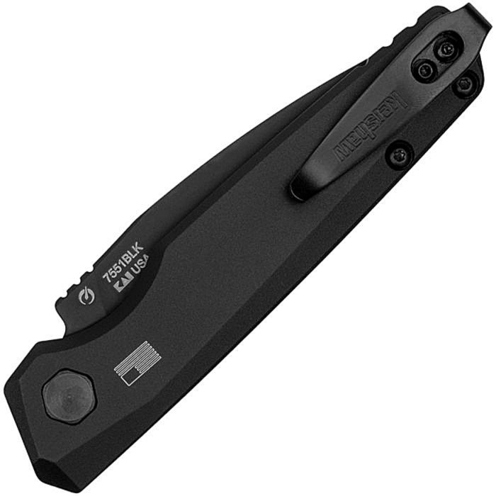 KS7551BLK Auto Launch 18 black oxide coated CPM-154 stainless blade. Black anodized aluminum handle