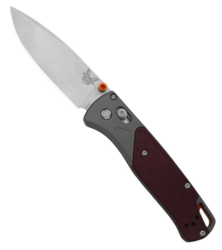 535-09 AXIS LOCK Redstone Richlite. Gray Aluminum Bolster / SW S90V Drop Point Blade, Black Oxide Clip