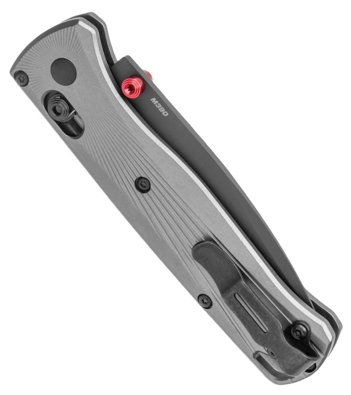 535BK-4 AXIS LOCK Sunburst Milled Aluminum Handle / Black M390 Drop Point Blade, Black Oxide Clip
