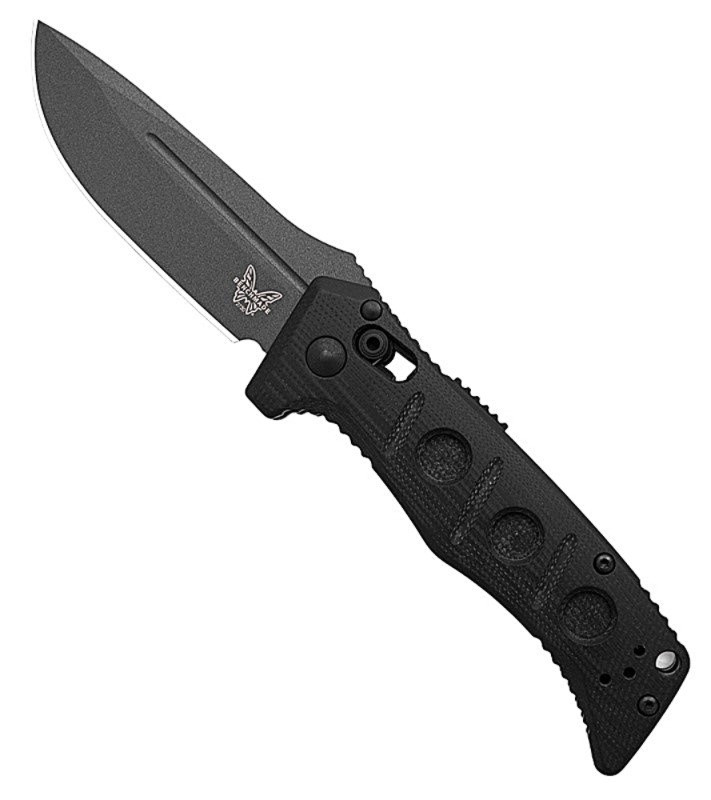 2730GY-04 Mini Auto Adamas Tungsten Gray Cerakote CPM-MagnaCut Drop Point Blade Black G-10 Handle