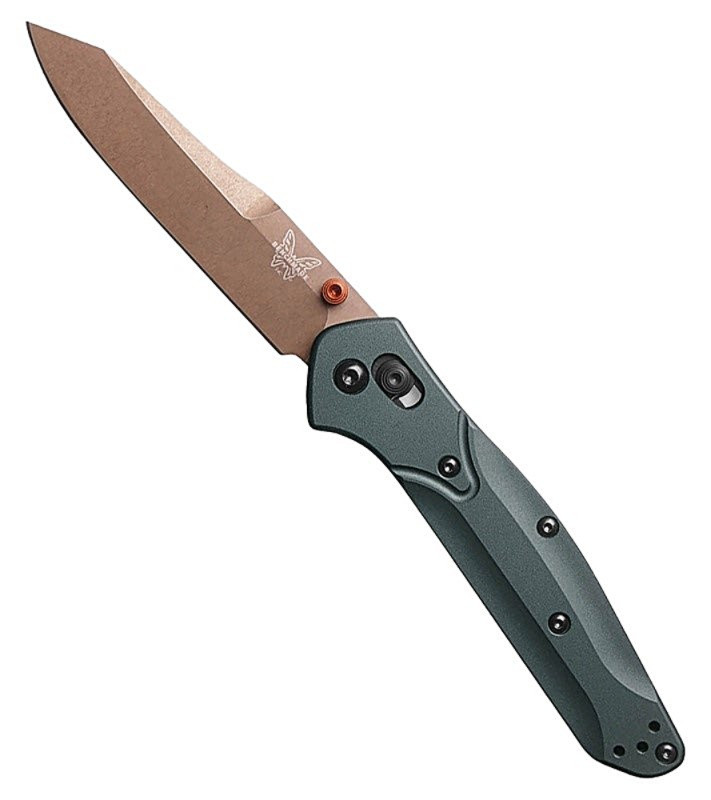 940FE-2601 Osborne Reverse Tanto FDE PVD Battlewash S90V Blade / Taiga Green Aluminum Handle