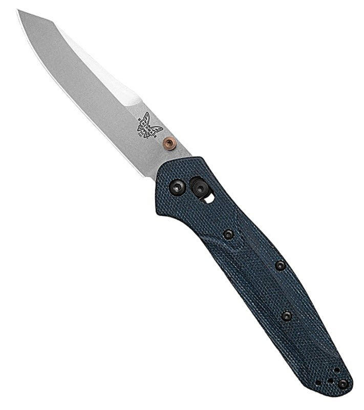 940-04 Osborne Reverse Tanto Satin M390 Blade / Blue Denim Micarta Handle