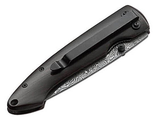 BOP01BO101DAM Damascus steel blade. Ebony wood handle