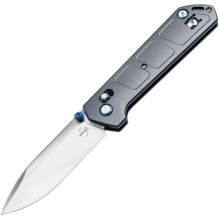 BOP01BP0023 Satin finish Nitro V steel blade. Gray aluminum handle