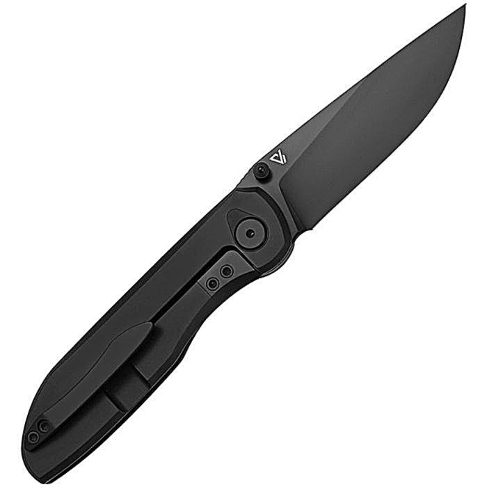 VANG046 Black PVD coated VG-10 stainless drop point blade. Black PVD coated titanium handle