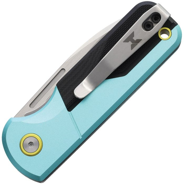 CCMHRSGTPLS Hydrosight Pulse  Satin 14C28N Sandvik Drop Point Blade / Teal Aluminum Handle w/Black G10 Inlay